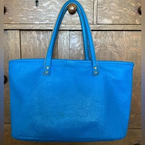 Dimoni BLUE Made in Spain Pebbled Snap Top Tote Gorgeous Color!!!